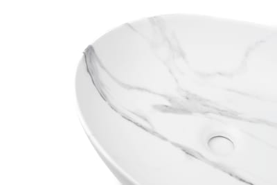 Foto 4 | Decoma X Lavabo Para Baño Ovalin Cerámica Ovalado Sobreponer Tipo Marmol Blanco Y16