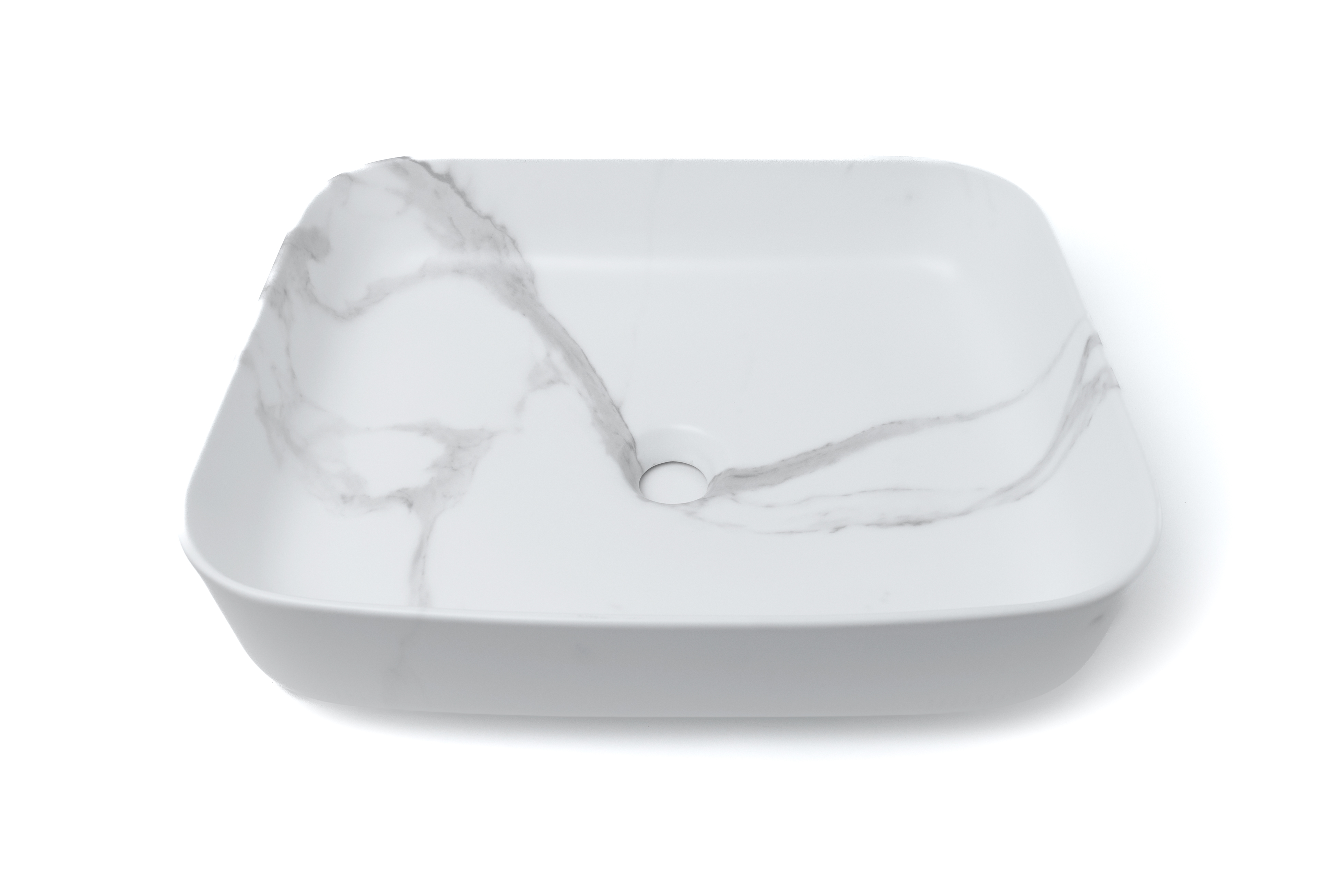 Foto 1 | Decoma X  Lavabo Para Baño Ovalin Cerámica Tipo Marmol Blanco Para Sobreponer Y15