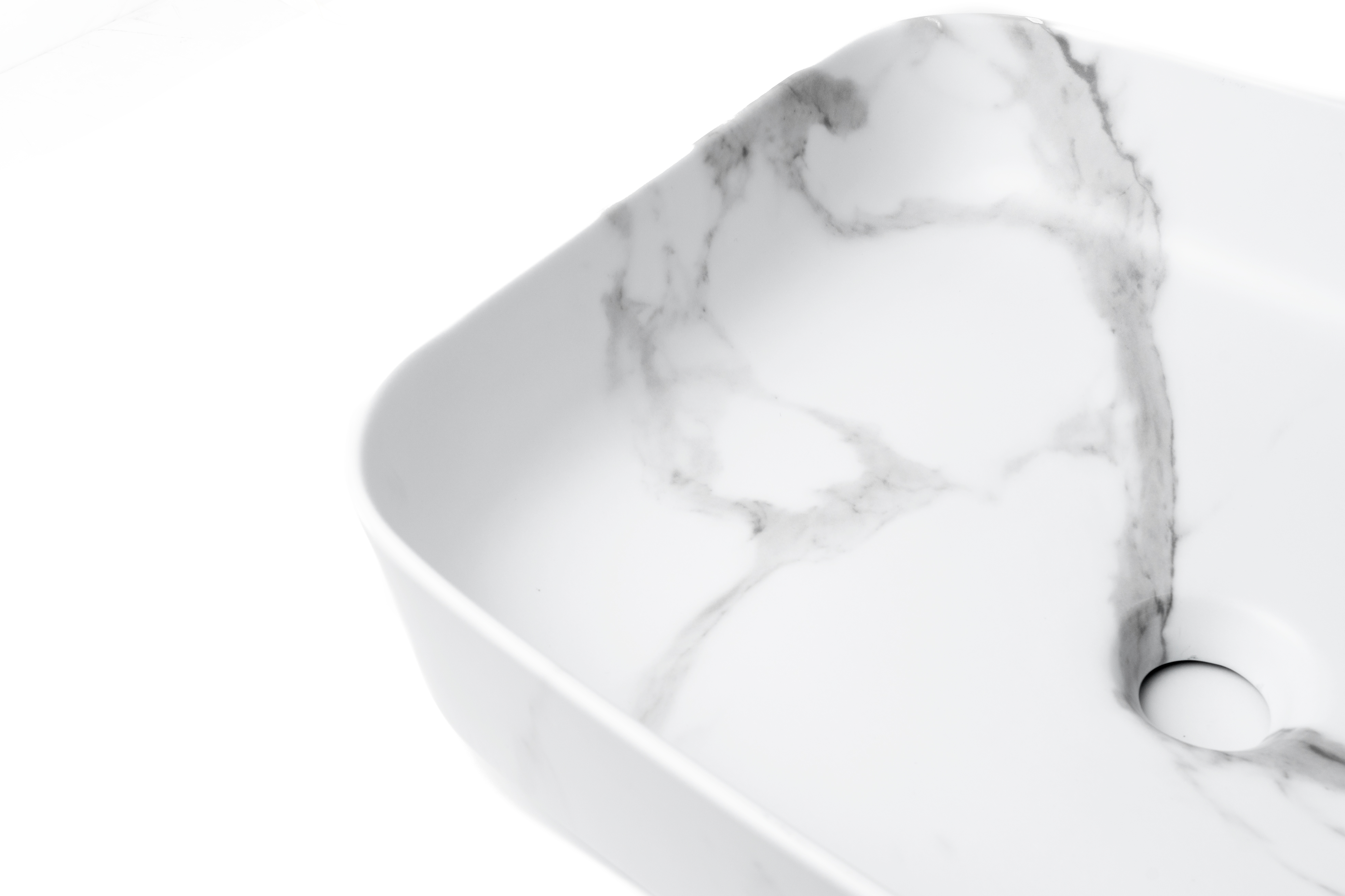 Foto 5 pulgar | Decoma X  Lavabo Para Baño Ovalin Cerámica Tipo Marmol Blanco Para Sobreponer Y15