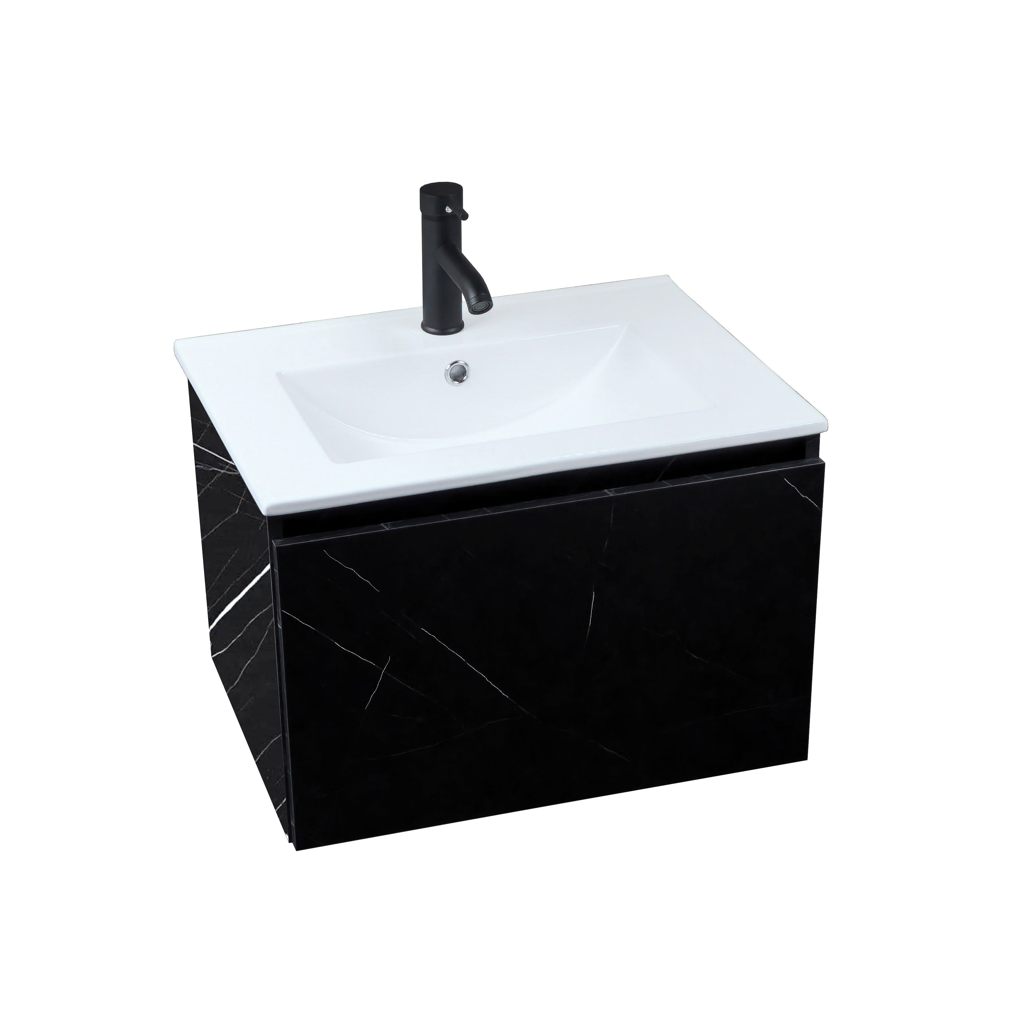 Mueble para Baño Buna Esatto Mdf Mármol Negro Llave Negra Incluye Todo Para Instalar