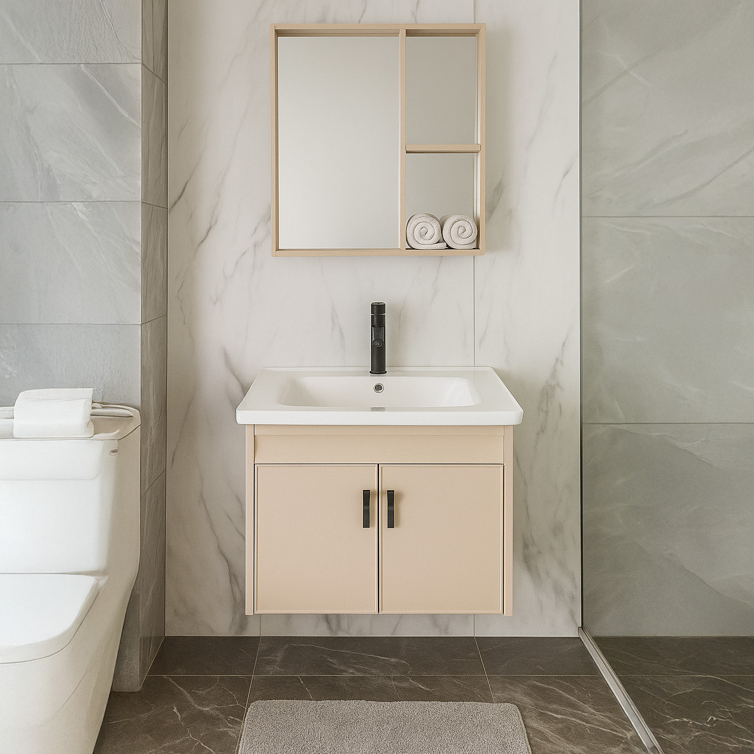 Foto 2 pulgar | Gabinete Para Baño Nevada Con Espejo, Lavabo De Cerámica Y Grifería