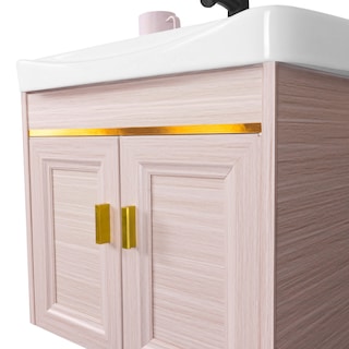 Foto 2 | Set Gabinete De Baño Con Espejo, Lavabo Cerámico Y Grifería Champagne Con Detalles Dorados Bellini