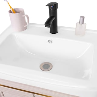 Foto 3 | Set Gabinete De Baño Con Espejo, Lavabo Cerámico Y Grifería Champagne Con Detalles Dorados Bellini