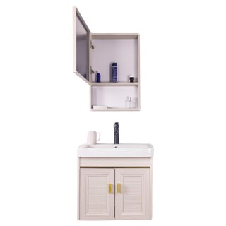 Foto 4 | Set Gabinete De Baño Con Espejo, Lavabo Cerámico Y Grifería Champagne Con Detalles Dorados Bellini