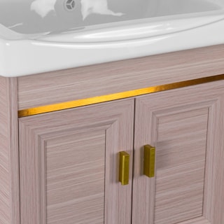 Foto 6 | Set Gabinete De Baño Con Espejo, Lavabo Cerámico Y Grifería Champagne Con Detalles Dorados Bellini
