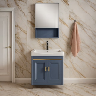Foto 1 | Set De Mueble Para Baño Con Espejo Y Grifería Atlantic Azul