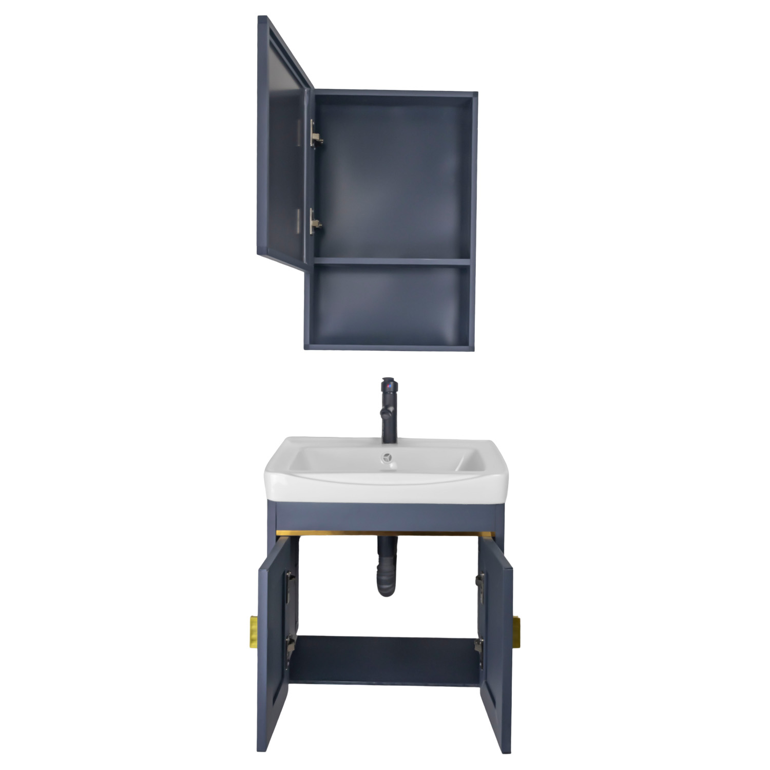 Foto 5 pulgar | Set De Mueble Para Baño Con Espejo Y Grifería Atlantic Azul