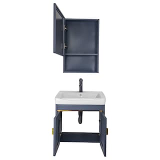 Foto 4 | Set De Mueble Para Baño Con Espejo Y Grifería Atlantic Azul