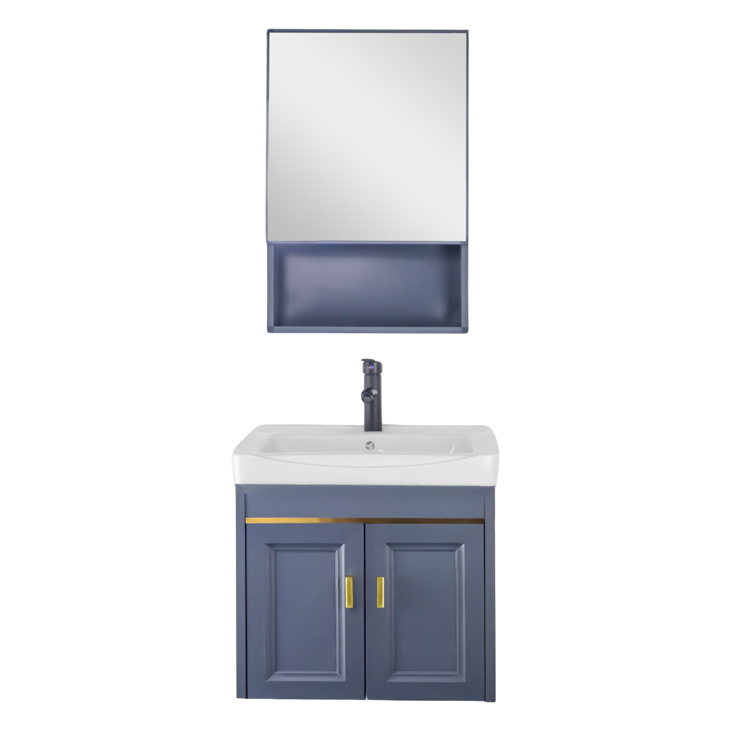 Foto 5 | Set De Mueble Para Baño Con Espejo Y Grifería Atlantic Azul