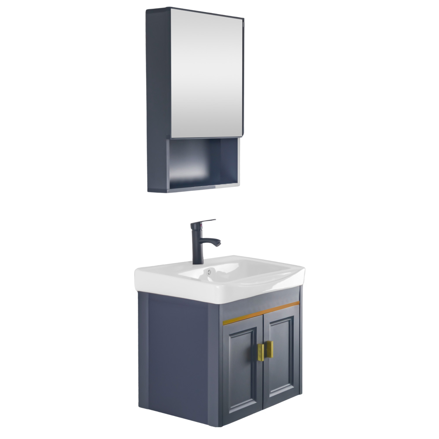 Foto 7 | Set De Mueble Para Baño Con Espejo Y Grifería Atlantic Azul