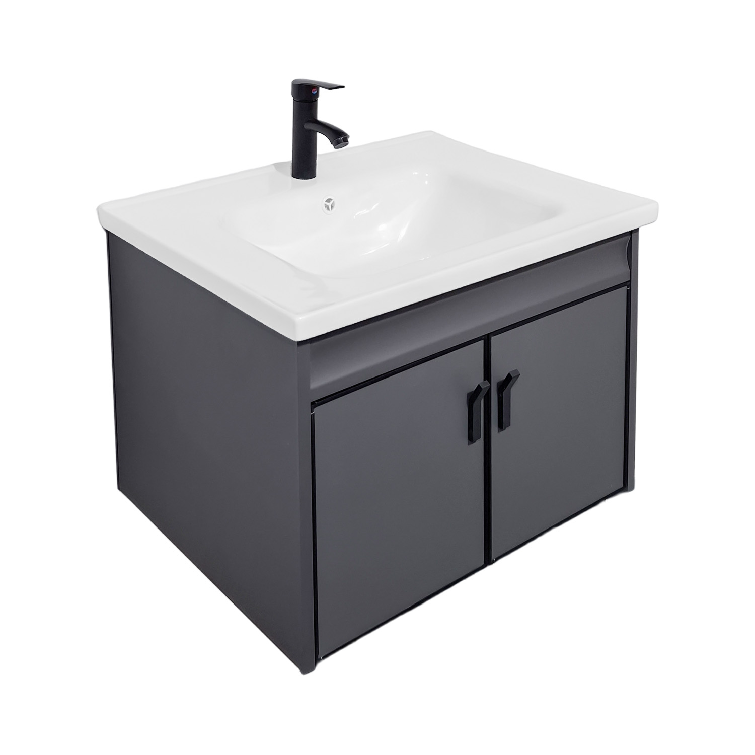 Foto 4 pulgar | Set De Gabinete Para Baño Urban Color Gris Con Espejo, Lavabo De Cerámica Y Grifería