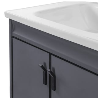 Foto 4 | Set De Gabinete Para Baño Urban Color Gris Con Espejo, Lavabo De Cerámica Y Grifería