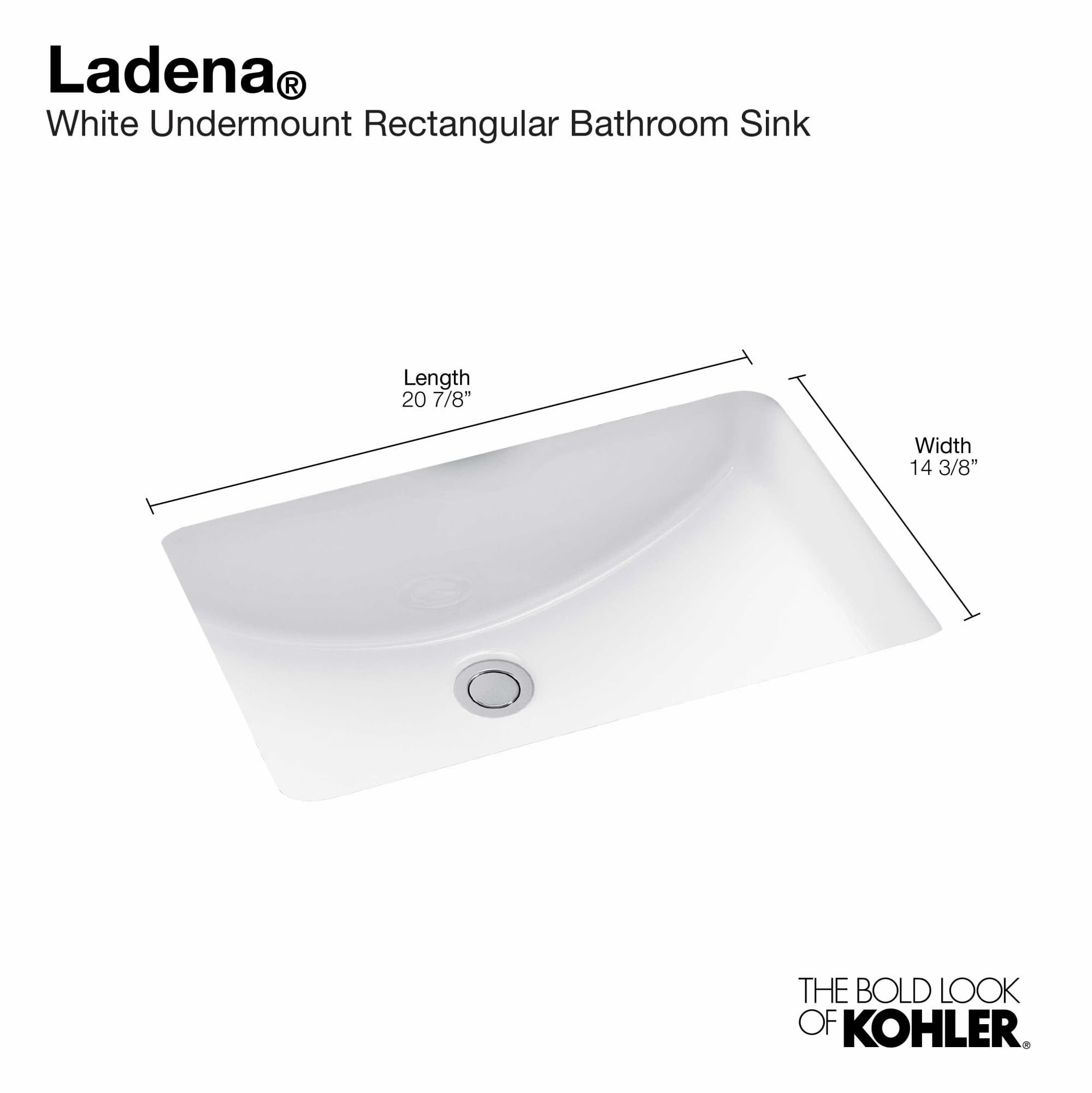 Foto 7 pulgar | Lavabo De Baño Kohler Ladena 2214-0, Bajo Encimera, Blanco, 50 X 36 Cm - Venta Internacional.