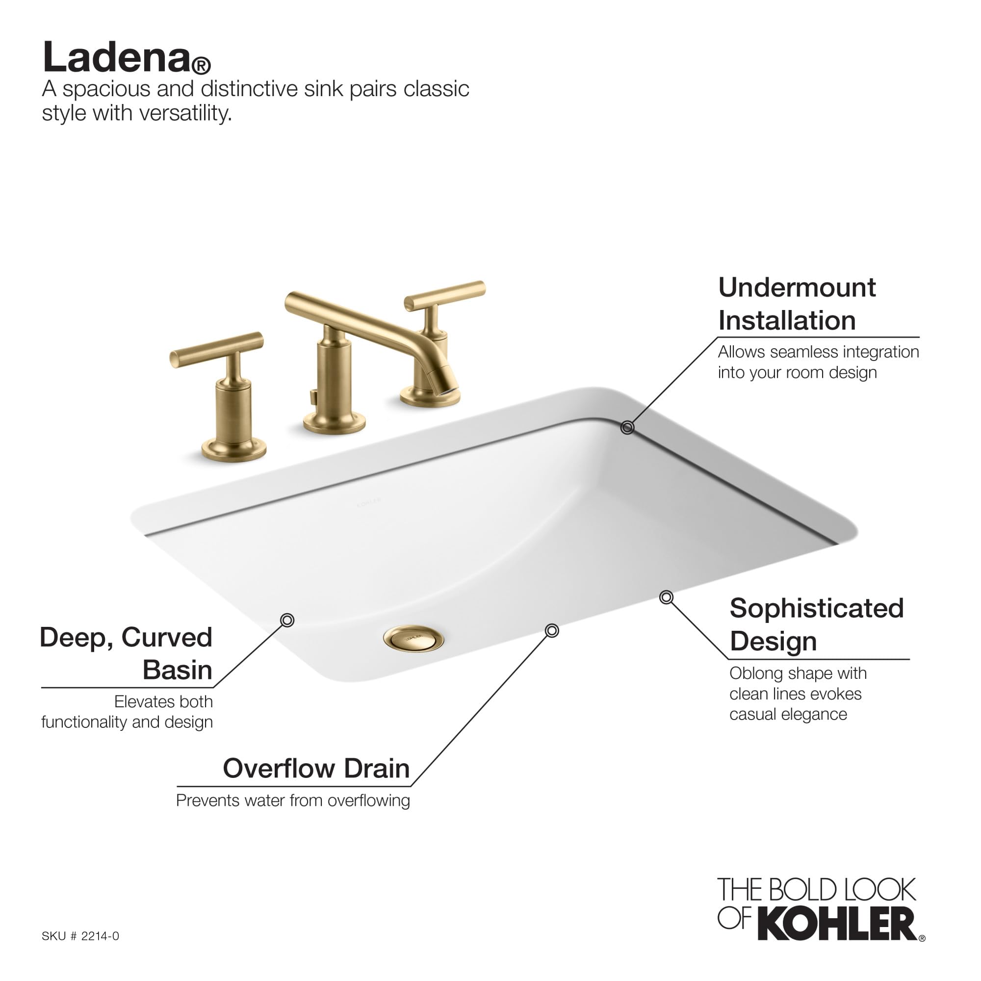 Foto 8 pulgar | Lavabo De Baño Kohler Ladena 2214-0, Bajo Encimera, Blanco, 50 X 36 Cm - Venta Internacional.