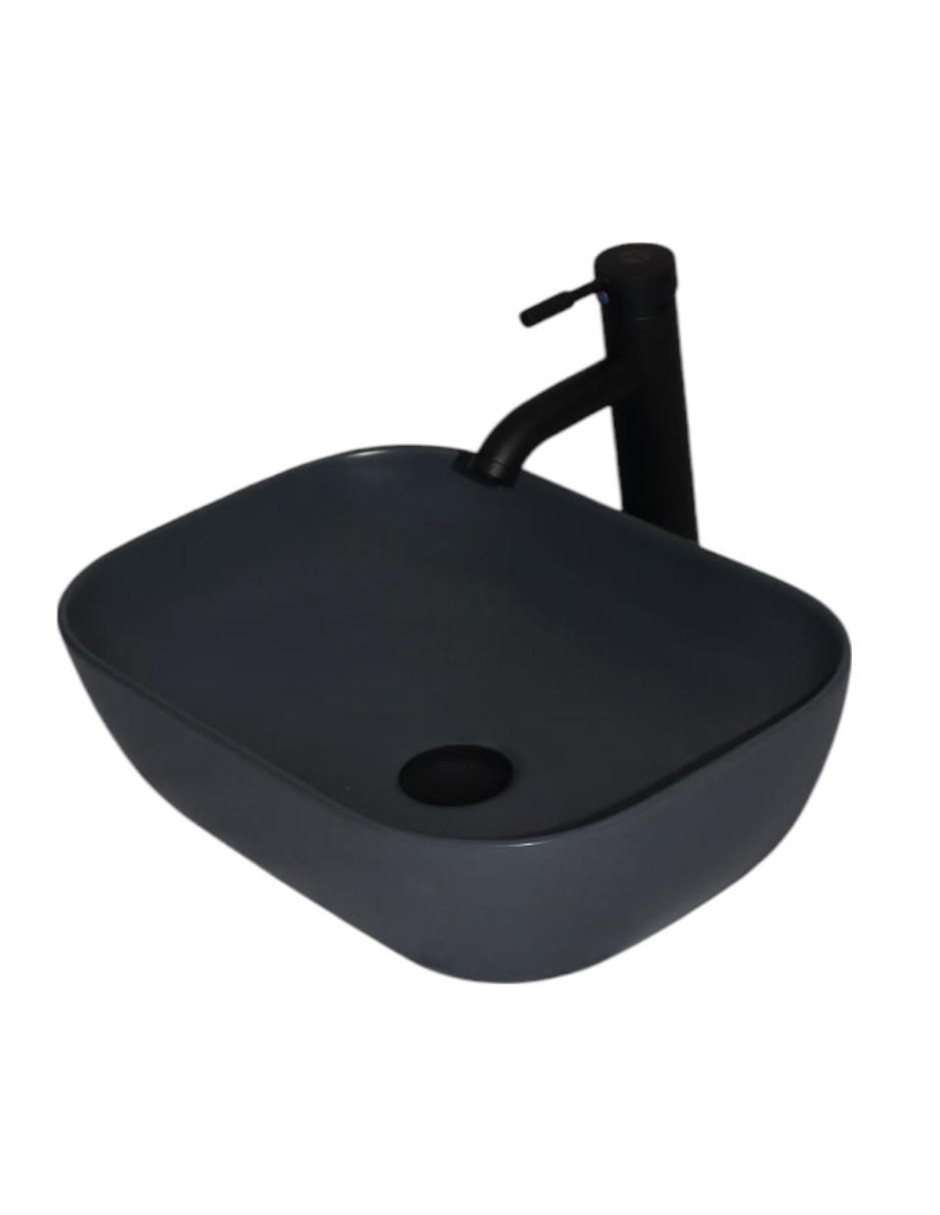 Kit Lavabo Ovalin Matt Negro Con Accesorios