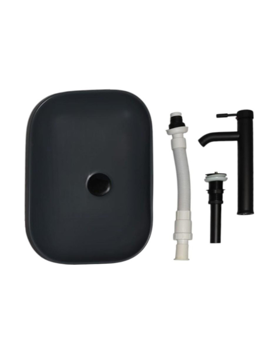 Foto 5 pulgar | Kit Lavabo Ovalin Matt Negro Con Accesorios