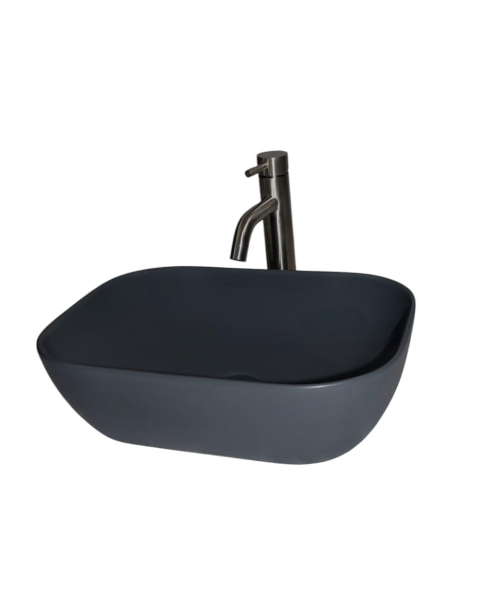 Kit Lavabo Ovalin Matt Negro Con Accesorios Satinados