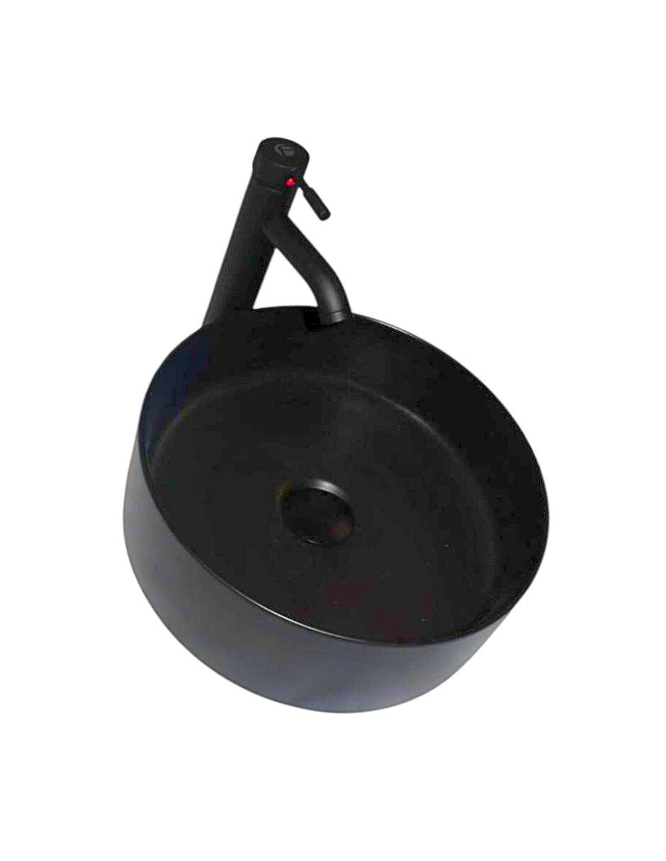 Kit Lavabo Ovalin Amaia Negro Mate Con Accesorios