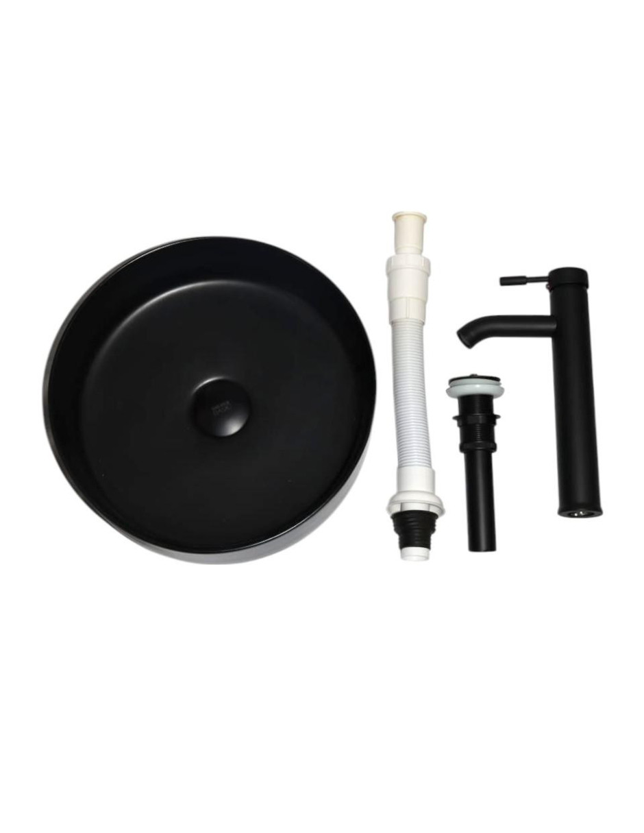 Foto 4 pulgar | Kit Lavabo Ovalin Amaia Negro Mate Con Accesorios