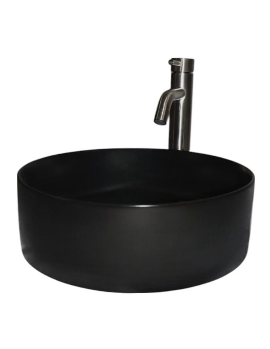 Kit Lavabo Ovalin Amaia Negro Con Accesorios Satinados