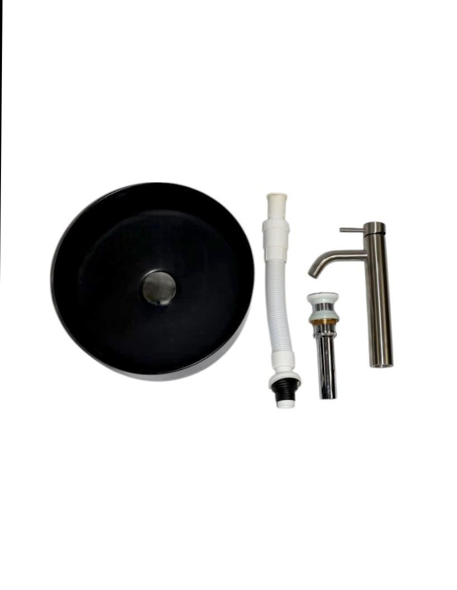 Foto 4 pulgar | Kit Lavabo Ovalin Amaia Negro Con Accesorios Satinados