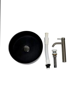Foto 3 | Kit Lavabo Ovalin Amaia Negro Con Accesorios Satinados