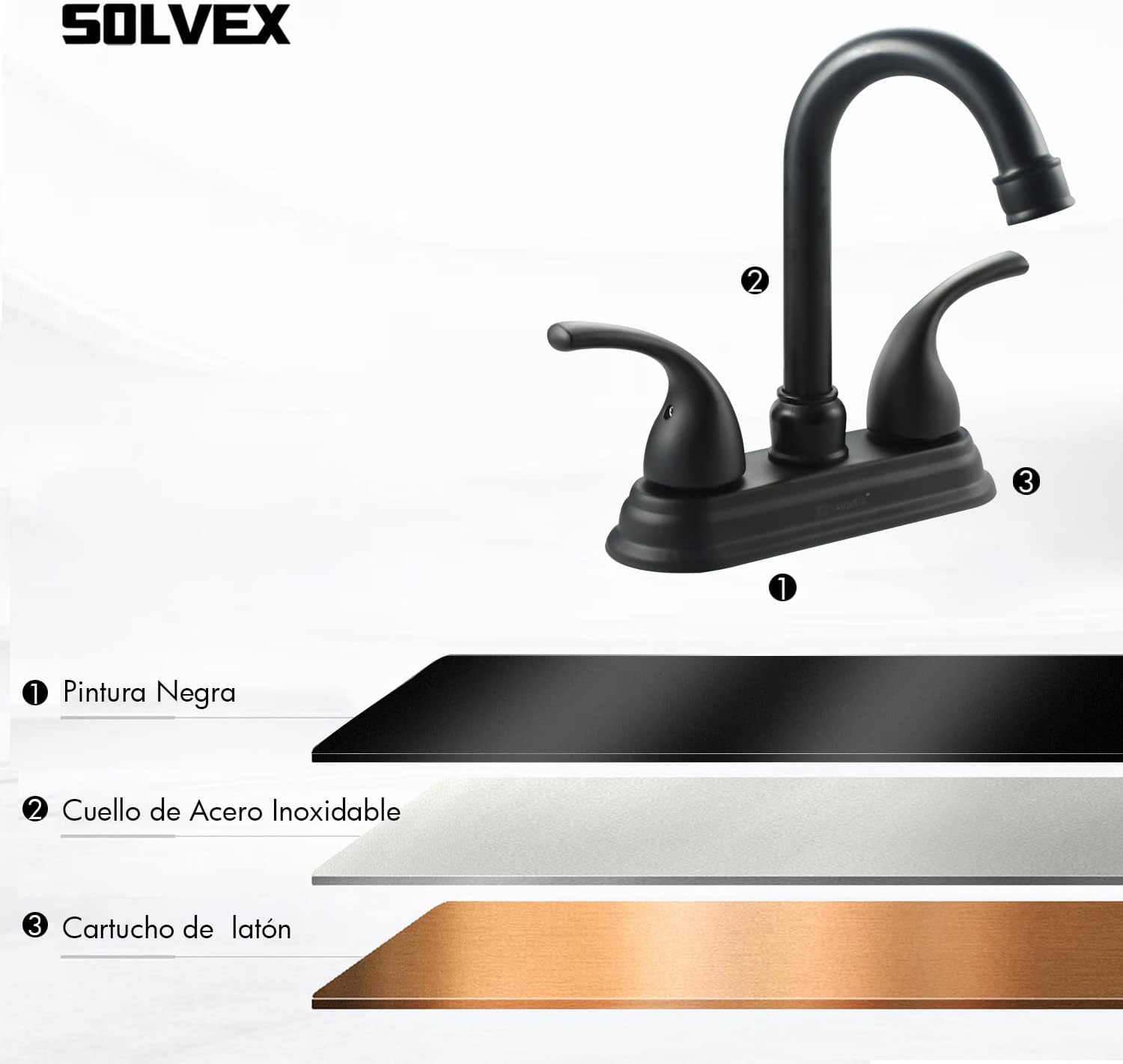 Foto 3 pulgar | Mezcladora para Lavabo Solvex 40101-N color Negro