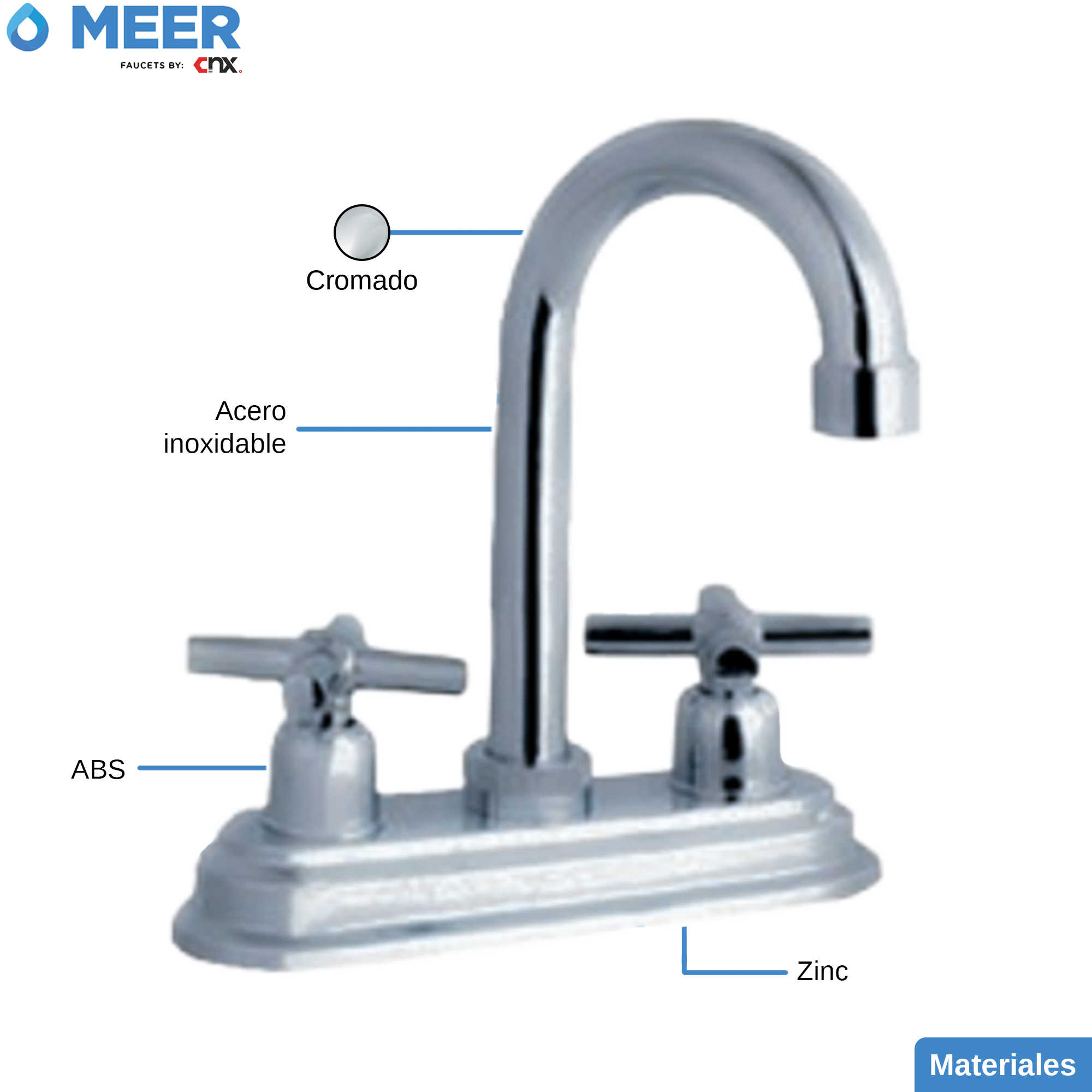 Foto 3 pulgar | Llave Mezcladora Meer Cnx de Acero Inoxidable para Lavabo