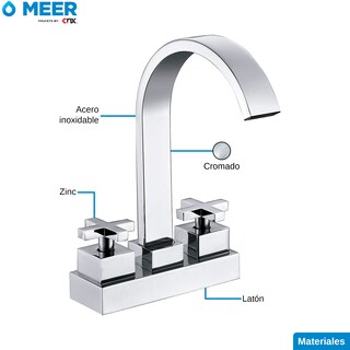 Foto 2 | Mezcladora para Lavabo de Baño Meer Faucets By Cnx Cromado de Acero Inoxidable