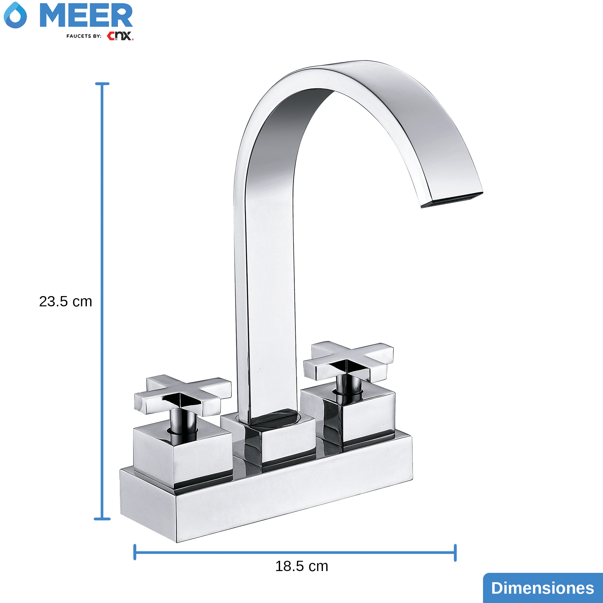 Foto 3 | Mezcladora para Lavabo de Baño Meer Faucets By Cnx Cromado de Acero Inoxidable