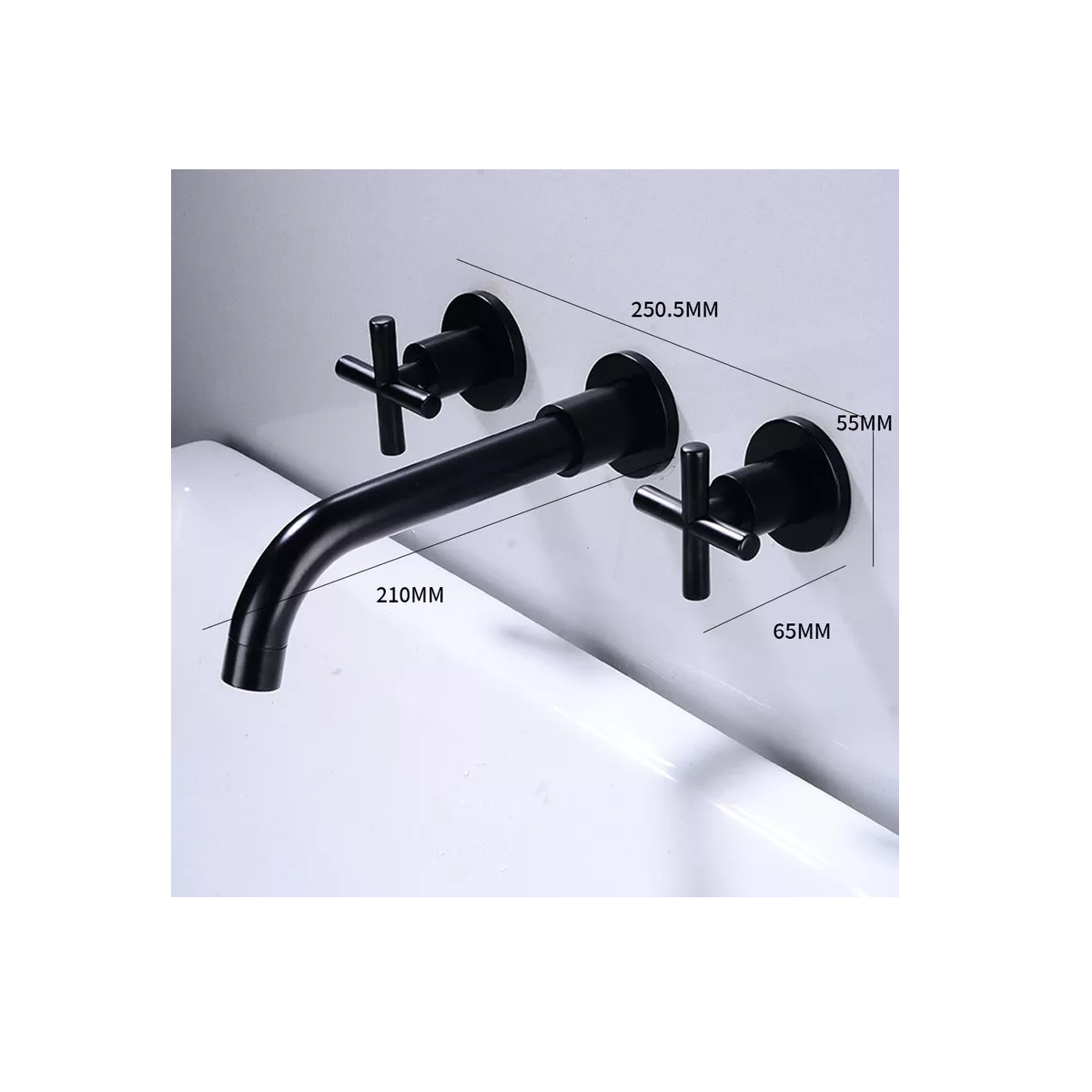 Foto 4 pulgar | Grifo De Lavabo, Grifo De Pared Empotrado De Tres Orificios Eo Safe Imports Esi-14961 Negro