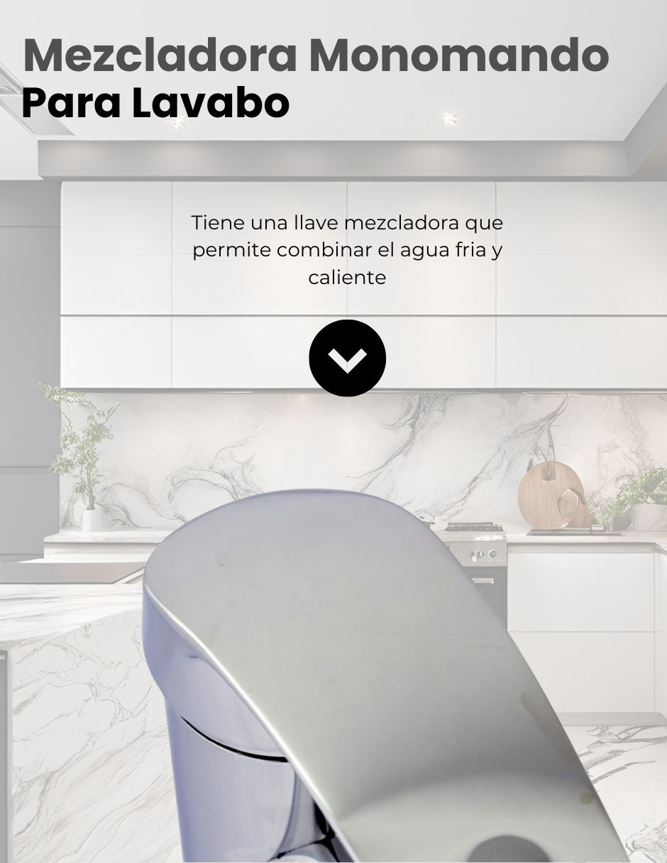 Foto 4 | Mezcladora Monomando Para Lavabo, Cromada, Resistente