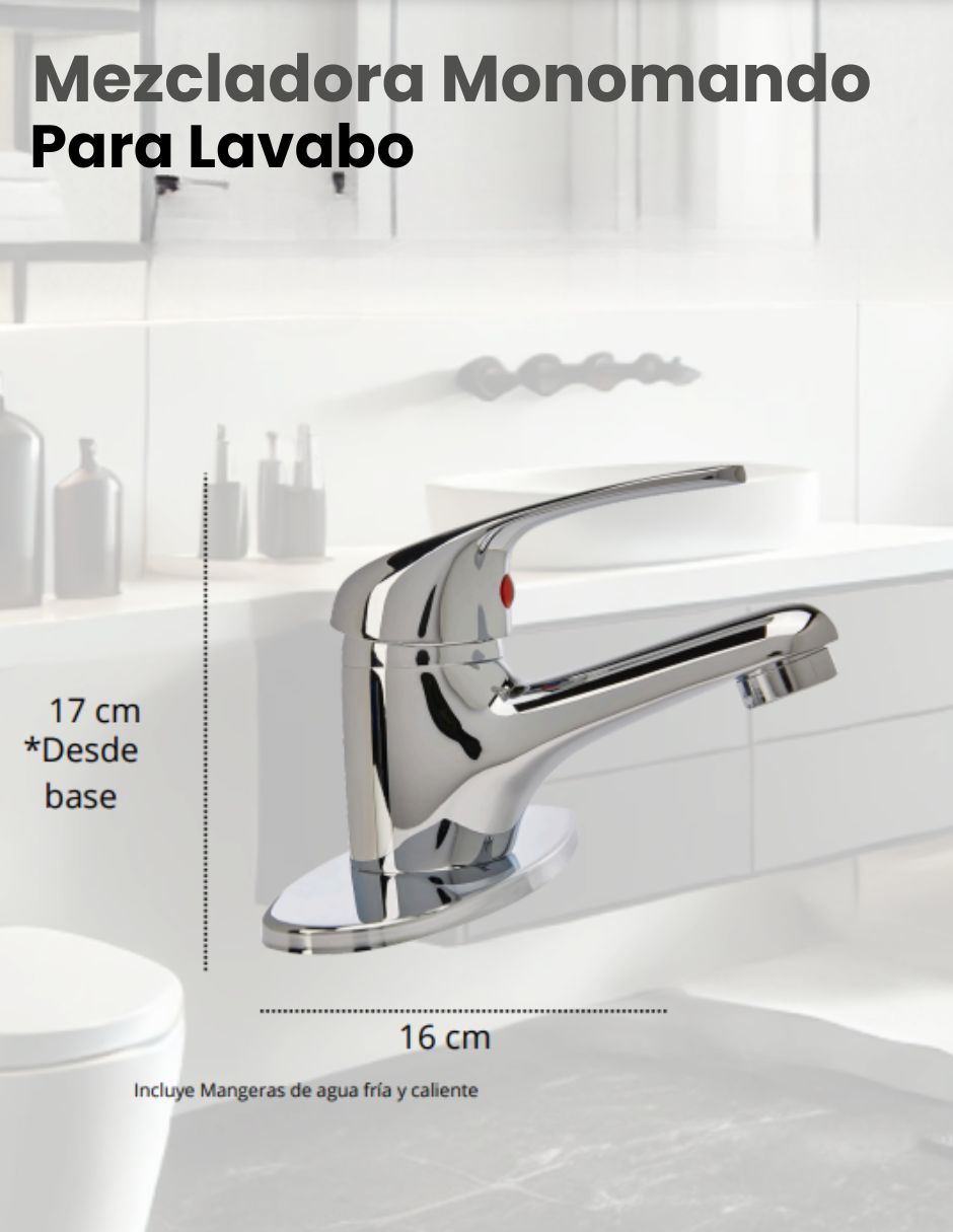 Foto 5 | Mezcladora Monomando Para Lavabo, Cromada, Resistente