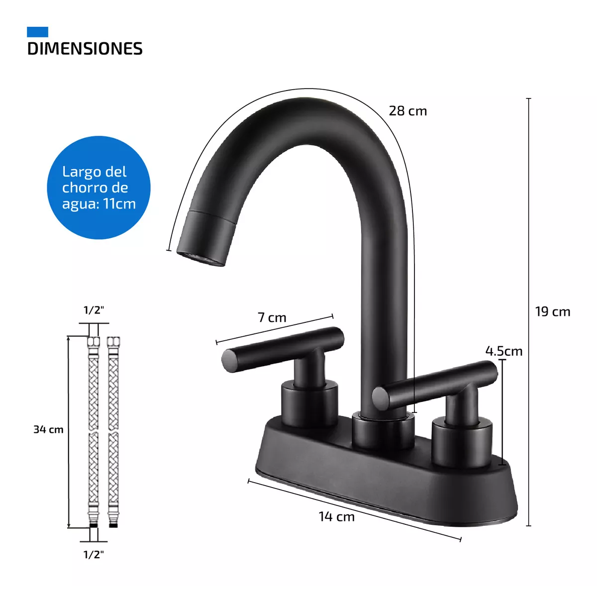 Foto 4 pulgar | Grifo De Baño Acabado Mate Eo Safe Imports Esi-17713 Negro