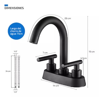 Foto 3 | Grifo De Baño Acabado Mate Eo Safe Imports Esi-17713 Negro