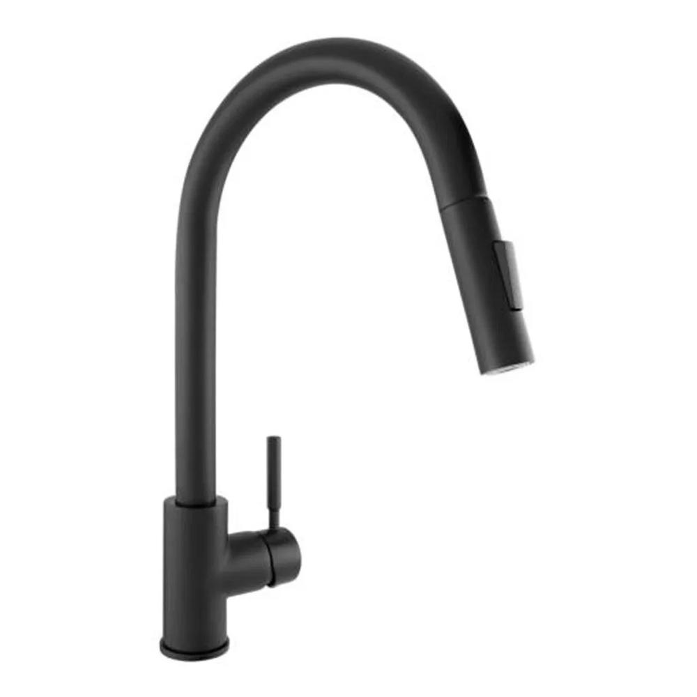 Monomando Retractil Urrea Para Fregadero Negro Mate 9498.2