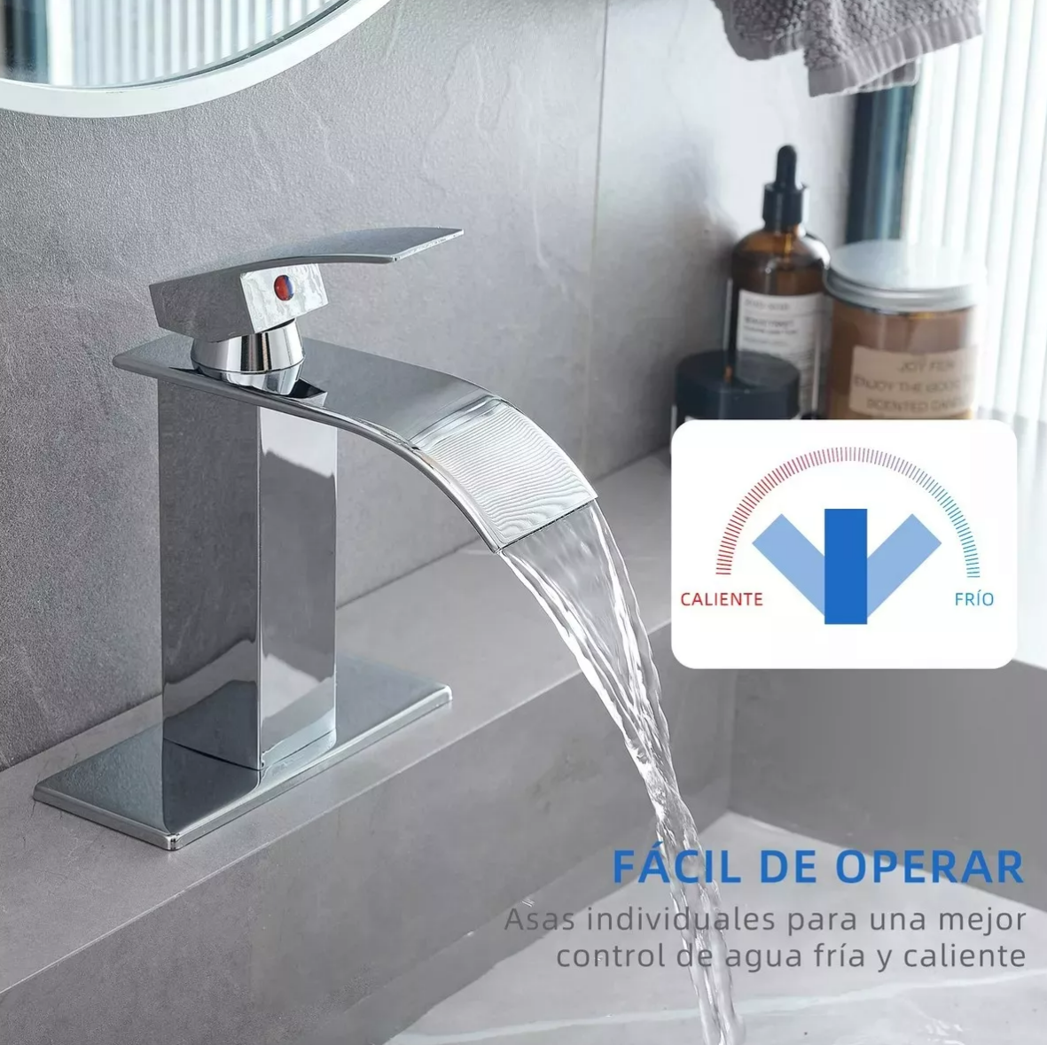 Foto 4 pulgar | Lavabo Grifo Baño Llave Monomando Plata Xtellar