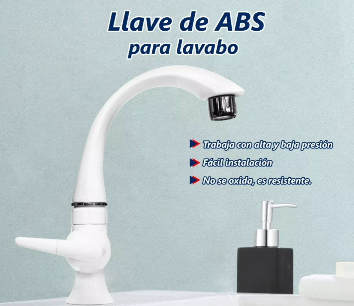 Foto 4 | Llave Monomando Grifo Abs Individual Lavabo Blanco Xtellar