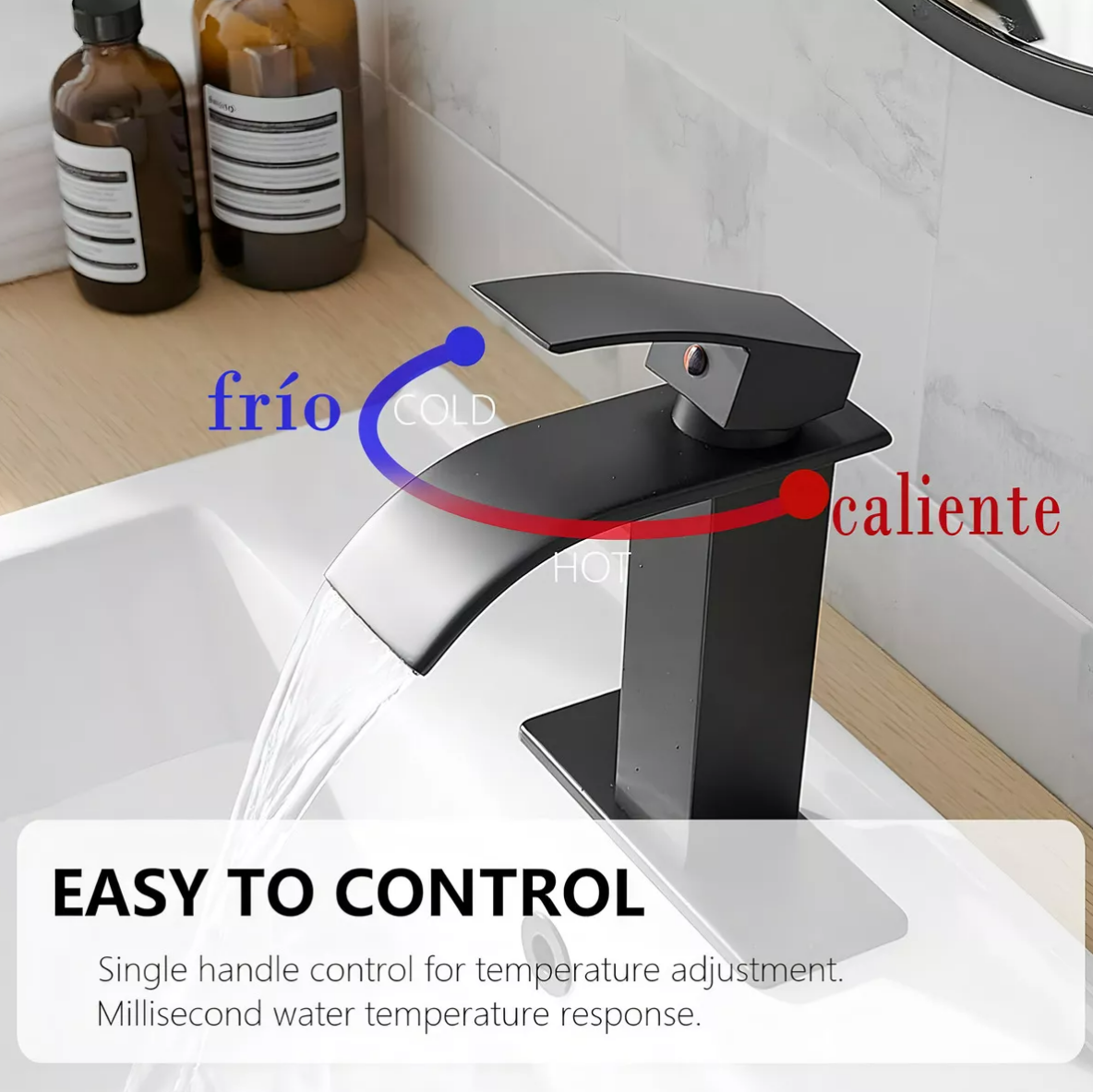 Foto 4 pulgar | Lavabo Grifo Baño Llave Monomando Negro Xtellar