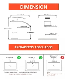 Foto 4 | Lavabo Grifo Baño Llave Monomando Negro Xtellar