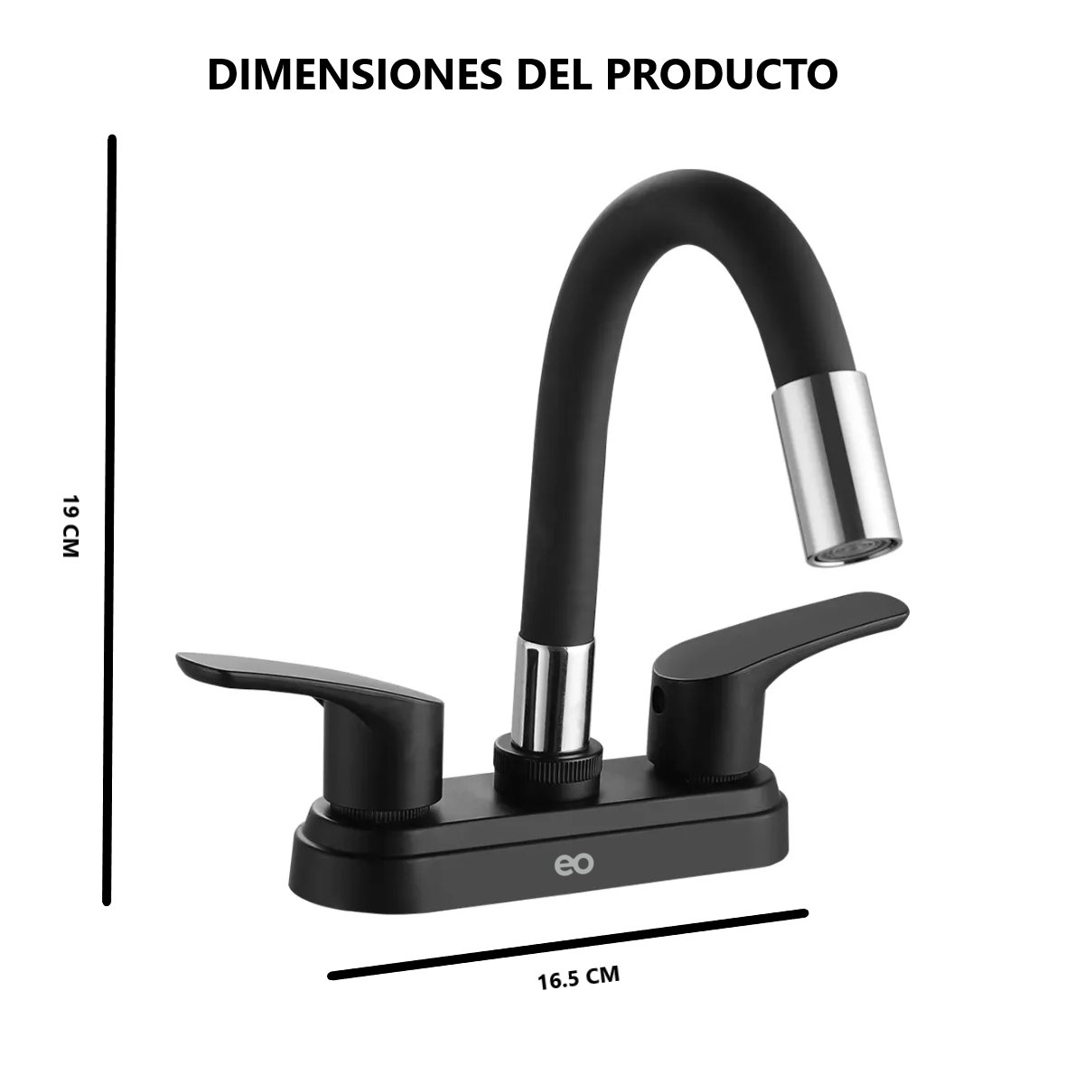Foto 3 pulgar | Llave Mezcladora Negra Para Lavabo Cuello Flexible Mate Eo Safe Imports Esi-18883 Negro
