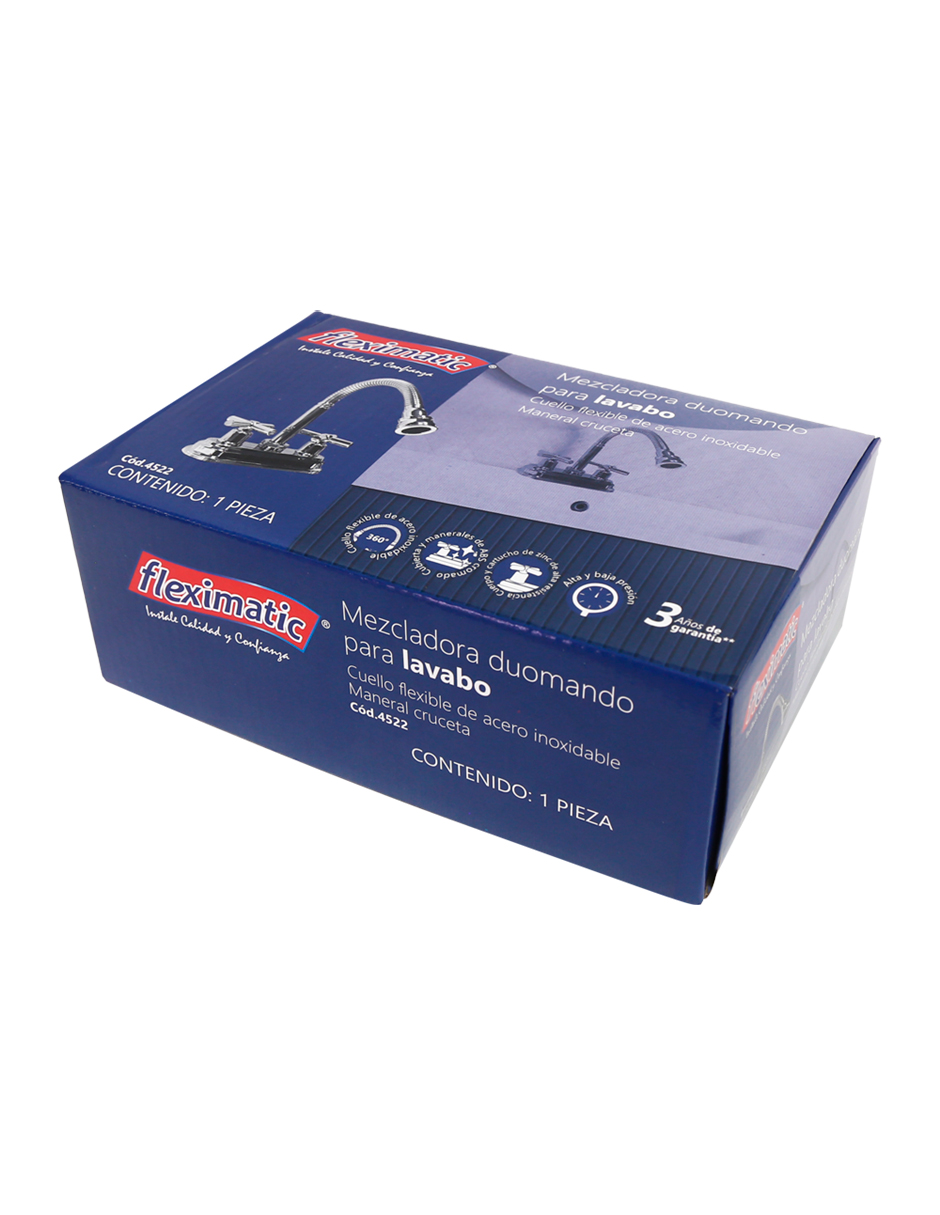 Foto 4 | Mezcladora Duomando Para Lavabo, Cuello Flexible, Maneral Cruceta