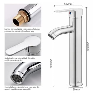 Foto 3 | Mezcladora Monomando Para Baño Calor Y Frio Ajustable Lab.g Plata