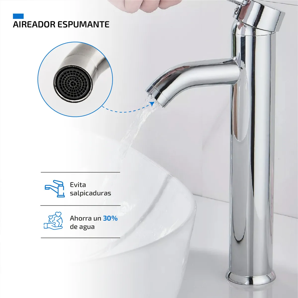 Foto 5 pulgar | Grifo Monomando Mezclador Fregador Llave Alta Lab.g Plata