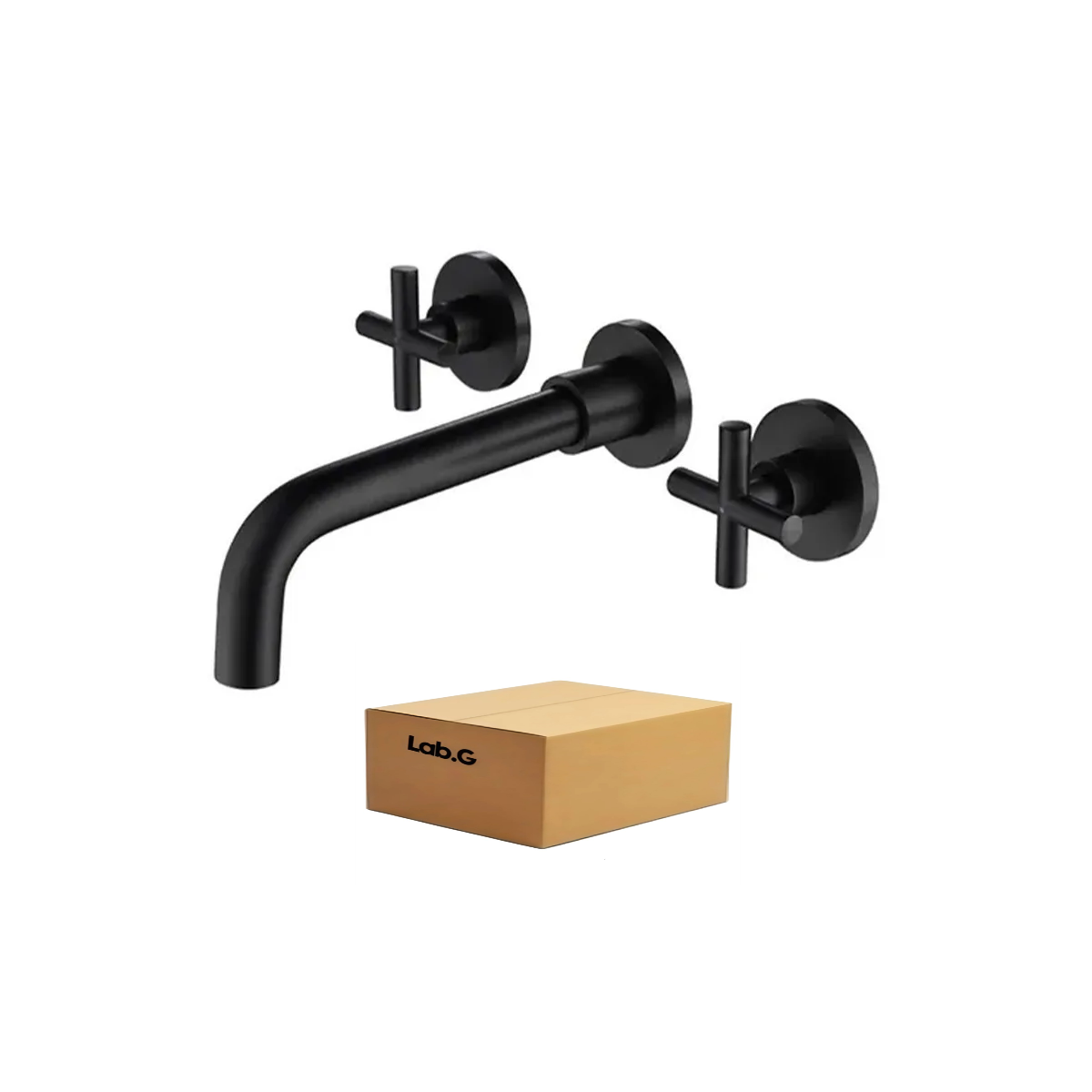 Grifo De Lavabo De Pared Empotrado De Tres Orificios 3pz Lab.g Negro