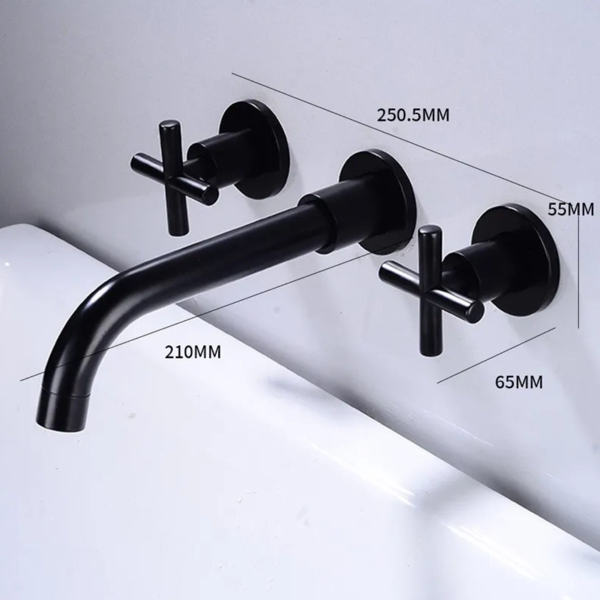 Foto 5 | Grifo De Lavabo De Pared Empotrado De Tres Orificios 3pz Lab.g Negro