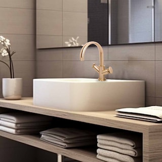Foto 2 | Mezcladora De Monoblock Doble Comando Para Lavabo Dorada 8” Mod. Savona - Satín Niquel