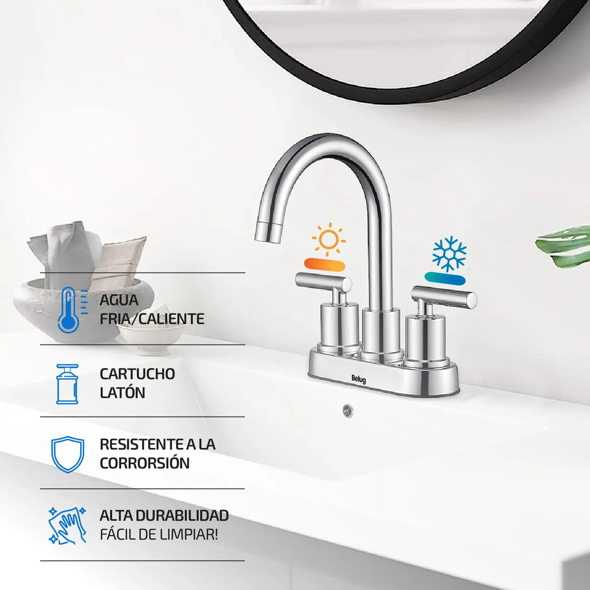 Foto 6 pulgar | Grifería Belug De Baño Femmto Baño Color Gris Acabado Cromado Plata