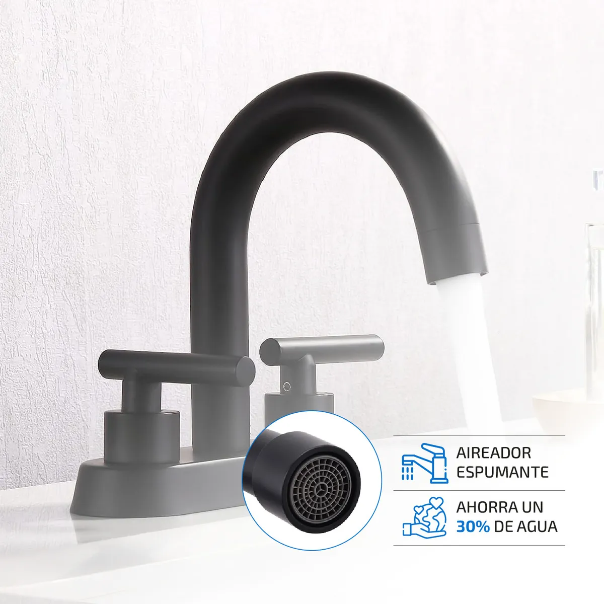Foto 6 pulgar | Grifería Belug De Baño Femmto Baño Color Negro Acabado Mate