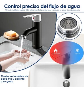Foto 3 | Grifo Mezclador Lab.g De Encimera Para Baño De Acero Inoxidable Negro Con Plata